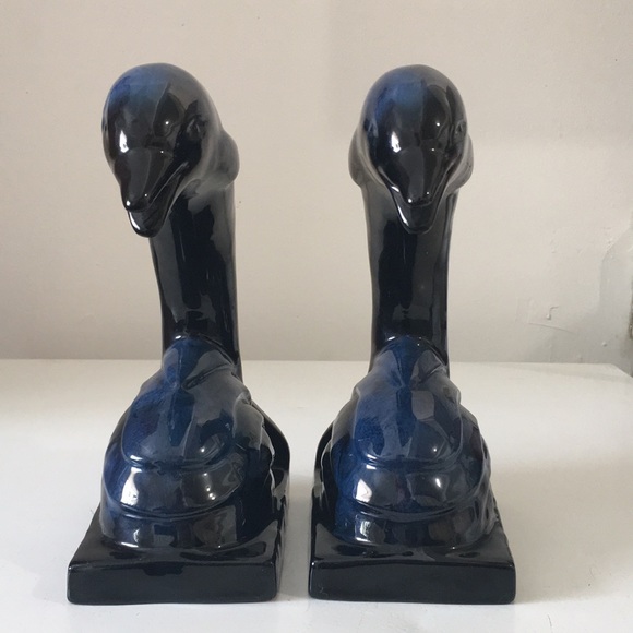 Blue Mountain Pottery Dolphin Bookends Cobalt Blue - Picture 3 of 12